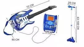 Žaislinė elektrinė gitara su mikrofonu ir stiprintuvu Iso Trade mx-17366, mėlyna