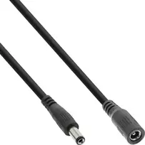 Maitinimo kabelis InLine ® Nuolatinės srovės išplėtimo kabelis, nuolatinės srovės kištukas vyras / moteris 5.5x2.5mm, AWG 18, juoda, 2m