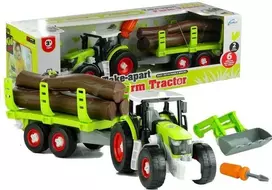 Lean Toys Žaislinis traktorius su medienos priekaba, 43 cm