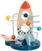 Goki Medinė edukacinė raketa su motorikos žaidimu ir planetų karoliukais, vaikams nuo 1 metų