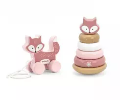 Viga Toys Viga PolarB medinis lapiuko rinkinys: piramidė ir traukiamas žaislas