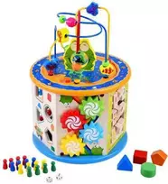 Edukacinis medinis kubas su labirintu, 8in1