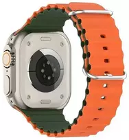 Beline apyrankė Apple Watch silikoninė Waves 38/40/41mm žalios ir oranžinės spalvos box