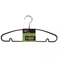 Home4You Drabužių pakaba, 3 vnt. rinkinyje, neslystantis metalas, juoda PVC danga