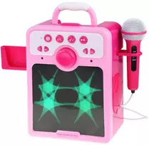 Muzikinis „boombox“ rožinis garsiakalbis vaikams su mikrofonu