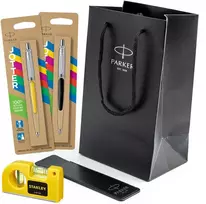 Parker Jotter rašiklių rinkinys dėkle su maišeliu ir nivelyru Dovana tėčiui