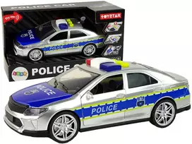 Žaislinis policijos automobilis Lean Toys, pilkas/mėlynas, 24x8x9 cm