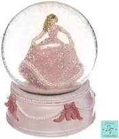 Atmosphera Rožinė Sniego kamuolys su muzikine dėžute ir princese, rožinė