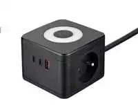 Viking maitinimo adapteris YC23L, 2x 230 V, 1x USB-A, 2x USB-C, jutiklinis šviestuvas, ilgis 1,4 m, juodas