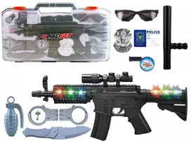 Lean Toys Policininko rinkinys su ginklu, 9 vnt