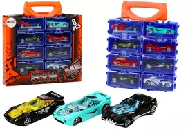 Lean Toys Metalinių automobilių rinkinys lagaminėlyje, 8 vnt.