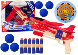 Lean Toys Žaislų rinkinys vaikams: 5in1 šautuvas su lėktuvėliu ir taikiniu