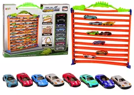 Lean Toys Automobilių trasa ir garažas su kilpa 2in1, 36x33x5 cm
