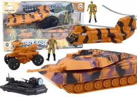 Lean Toys Karinis žaislų rinkinys su tanku, sraigtasparniu ir parašiutininku