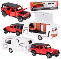 Jokomisiada Automobilis Jeep su kemperio priekaba bekelės transporto priemonės LED žibintai ZA5351 CZ
