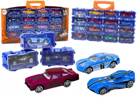 Žaislinių automobilių rinkinys metaliniame lagamine, 16 vnt.