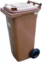 Europlast Austria BIO šiukšliadėžės konteineris dvigubu dugnu, rudas, 240L BIO + GRID