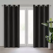Eurofirany NERISA dimout tipo audinio užuolaida, 140 x 250 cm, žiedai/kilpos, spalva: juoda