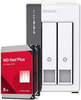 Serveris QNAP TS-216G 16TB WD Raudona Plus NAS NAS rinkinys, įskaitant 2x 8TB WD Raudona Plus 3,5 colio SATA kietąjį diską