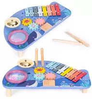 Instrumentų stalas muzikos stalas cimbolai cimbolai mušamieji cimbolai trintuvė jūrų tema ECOTOYS