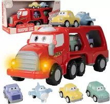 Malplay Žaislinis sunkvežimis vilkikas su automobiliais ir lėktuvu