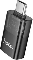 Adapteris OTG USB C to USB A Hoco UA36B transparent juodas