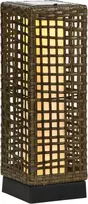 „Outsunny“ saulės energija maitinamas šviestuvas, „Rattan“ dizainas, vandeniui atsparus, su šviesos jutikliu, LED lauko šviestuvas, 15,5 x 15,5 x 46 cm