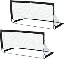 HOMCOM futbolo vartai 2 sulankstomų mini vartų rinkinys, pagaminti iš plieno ir tetrolono, juodos spalvos, 186x90x89 cm