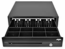 Virtuos kasos stalčius C420D - su laidu, metaliniai laikikliai, 9-24V, juoda