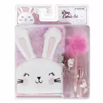 Pliušinis dienoraštis su užsegimu Rabbit pen ausinės STARPAK 526044