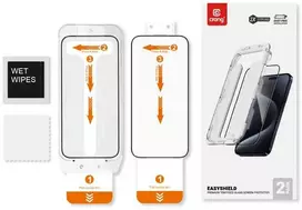 „Crong EasyShield 2 vnt.“ – grūdintas stiklas, skirtas „iPhone 16 Pro Max“ (2 vnt.)