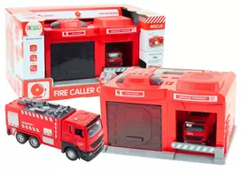 Lean Toys Gaisrinės Stotis Su Garažu ir Gaisrinės Automobiliu 1:32