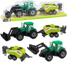 Lean Toys Žalias traktorius su krautuvu ir presu vaikams