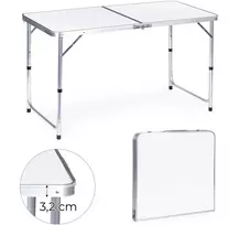 MultiGarden Turistinis stalas sulankstomas stovyklavimo stalas baltas viršus 120 x 60 cm