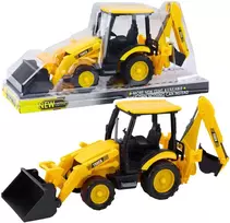 Lean Toys Geltonas žaislinis ekskavatorius su dviem kaušais