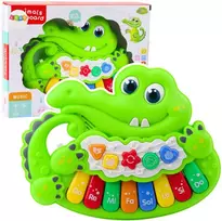 Lean Toys Interaktyvus vaikų pianinas „Krokodilas“ su garsais ir šviesomis