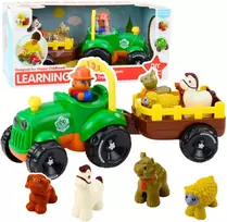 Lean Toys Vaikiškas traktorius su priekaba ir gyvūnų figūrėlėmis