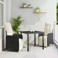 Lauko baldų komplektas Sodo valgomojo komplektas 3 pcs Juoda poliratanas