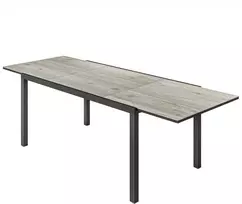 „Outsunny“ sodo stalas, išskleidžiamas valgomojo stalas 6–8 asmenims, 160/240 x 90 cm aliuminis balkono stalas su medžio imitacija, atsparus oro sąlygoms, terasos stalas, lauko švediško stalo stalas, skirtas sodui, terasai, balkonui, pilkas