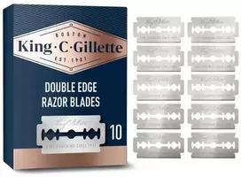 King C Gillette Dviašmeniai apsauginiai skustuvo peiliukai, 10 vnt.