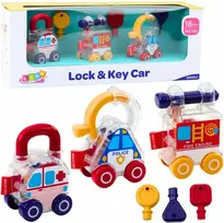 Lean Toys Edukacinis žaislų rinkinys su rakteliais: policijos, gaisrinės ir greitosios pagalbos automobiliai