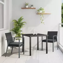 Lauko baldų komplektas Sodo valgomojo komplektas 3 pcs Juoda ir pilka PE ratanas
