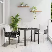 Lauko baldų komplektas Sodo valgomojo komplektas 3 pcs Ruda ir juoda PE ratanas