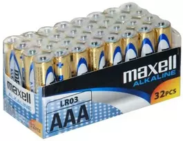 „Maxell“ šarminės baterijos, šarminės lr03, AAA, folijos kartono rinkinys, 32 vnt. (8 pakuotės po 4 vnt.)