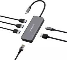 USB šakotuvas Verbatim daugiaportis „Essentials“ USB-C PD, 3xUSB-A 3.0, HDMI, RJ-45