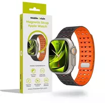 Mobile Origin magnetinis dirželis, juodas/oranžinis - AW Ultra 2/1 (49 mm) 9/8/7 (45 mm)/6/SE/5/4 (44 mm)/3/2/1 (42 mm)