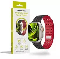 Mobile Origin magnetinis dirželis, juodas/raudonas - AW Ultra 2/1 (49 mm) 9/8/7 (45 mm)/6/SE/5/4 (44 mm)/3/2/1 (42 mm)