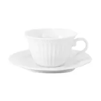 Home4You Puodelis ir lėkštė SOFIA-2, puodelis 180ml, lėkštė D15cm, baltos spalvos