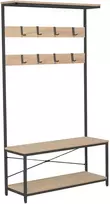 Fotelis Home4You Prieškambario lentyna HEDVIG Pelenų/Juoda 100x36xH180cm