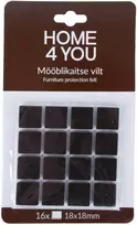 Home4You Baldus apsaugantys veltinio padukai, 18x18 mm, 16 vnt., juodas